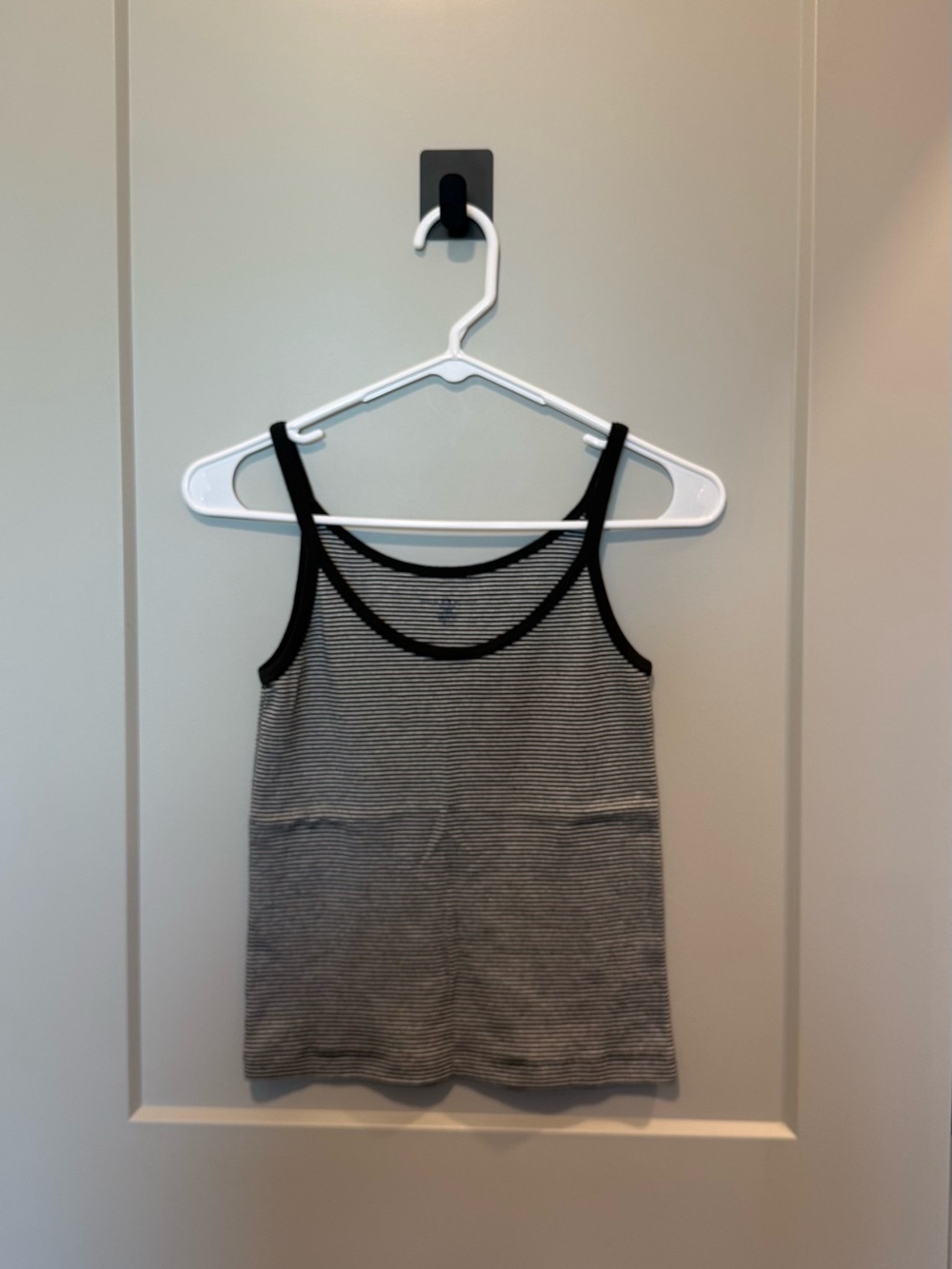 Brandy Melville Black & Gray Striped Scoop Neck Tank